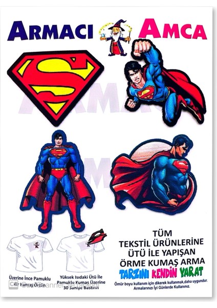 Ütü Ile Yapışan 4 Adet Örme Kumaş Arma Yırtık Kapatıcı Pratik Yama Tekstil Patch Süper Kahraman