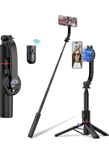 Profesyonel Magsafe Mıknatıslı Bluetooth Kumandalı Selfie Çubuğu Tripod 360 Derece Ayarlanabilir