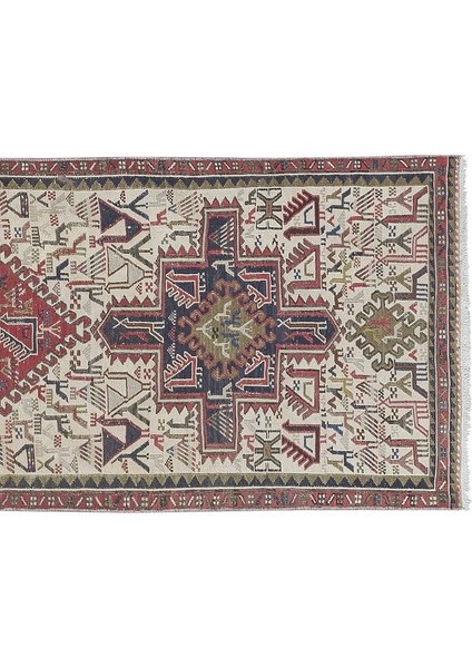 El Dokuma Geometrik Desenli Iran Sumak Kilimi 72 x 194 cm