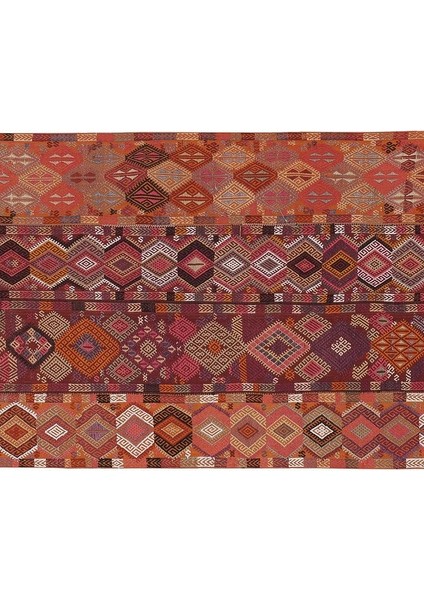 El Dokuma Kilim Sivas Yöresi Geometrik Desenli Halı 137 x 316 cm