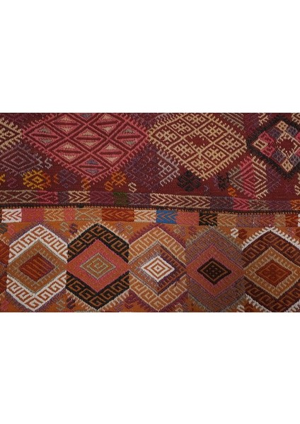 El Dokuma Kilim Sivas Yöresi Geometrik Desenli Halı 137 x 316 cm