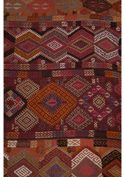 El Dokuma Kilim Sivas Yöresi Geometrik Desenli Halı 137 x 316 cm