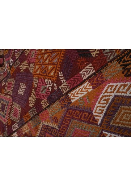 El Dokuma Kilim Sivas Yöresi Geometrik Desenli Halı 137 x 316 cm