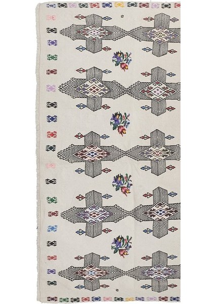 El Dokuma Kilim Karapınar Yöresi Geometrik Desenli Halı 180 x 227 cm