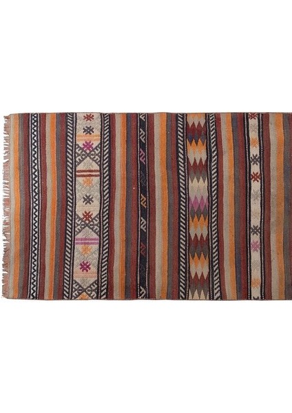 El Dokuma Geometrik Desenli Uzun Yolluk Kilim 80 x 512 cm