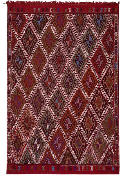 El Dokuma Kilim Karapınar Yöresi Geometrik Desenli Halı 160 x 247 cm