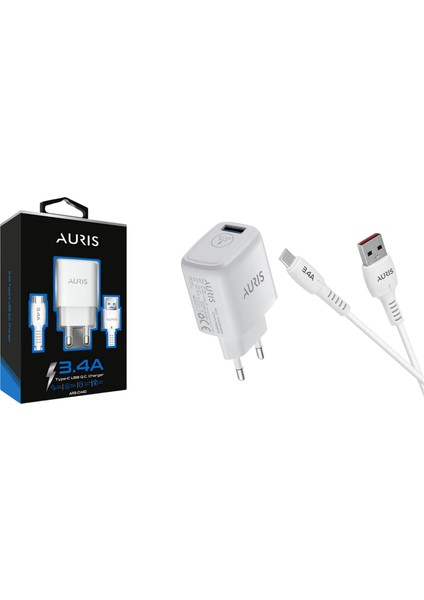 Ev Tipi 3.4A USB / Type-C Beyaz Hızlı Şarj Cihazı Takımı