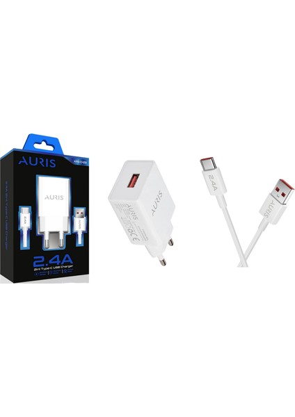 Ev Tipi 2.4A USB / Type-C Beyaz Hızlı Şarj Cihazı Takımı