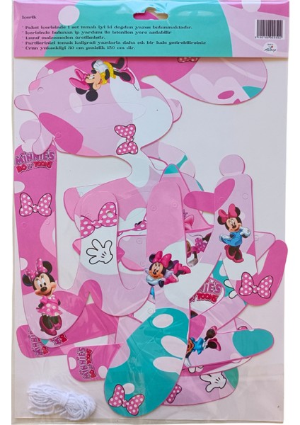 Minnie Mouse Iyi Ki Doğdun Kaligrafi Banner ve Iyi Ki Doğdun Üçgen Flama Seti