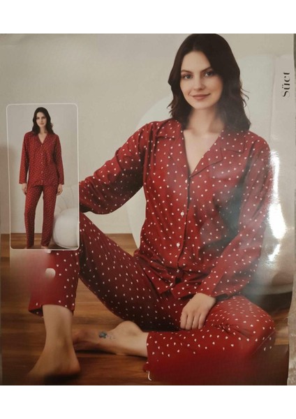 Kadın Süet Boydan Düğmeli Pijama Takımı 02021 - 1 Adet