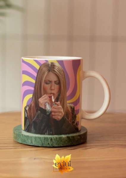 Friends Temalı Rachel Green Baskılı Eğlenceli Tam Tur Özel Tasarım Renkli Baskılı Kupa Bardak