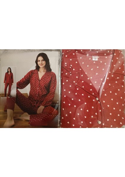 Kadın Süet Boydan Düğmeli Pijama Takımı 02021 - 1 Adet