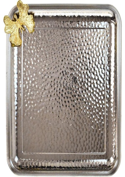 Cooker Kare Gümüş Kelebek Tepsi CKR3174