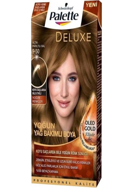 Deluxe Saç Boyası 9-50 Altın Parıltılı Bal