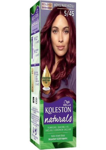 Wella Koleston Natural Saç Boya Seti 5-45 Koyu Nar Kızılı