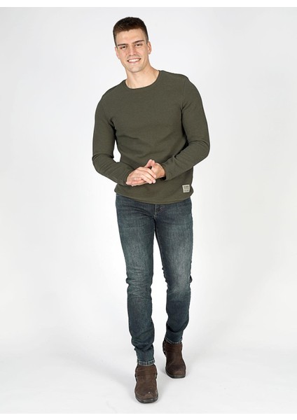 Lee Cooper Bisiklet Yaka Haki Erkek Sweatshırt 251 Lcm 241019 Ben Haki