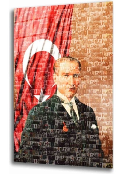 Dekoratif Atatürk Cam Tablo Uv Baskı Duvar Dekoru 4755 Bungcam