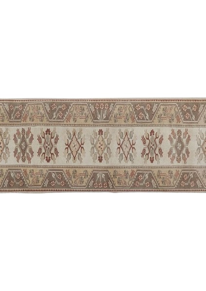 El Dokuma Geometrik Desenli Uzun Yolluk Halı 100 x 281 cm