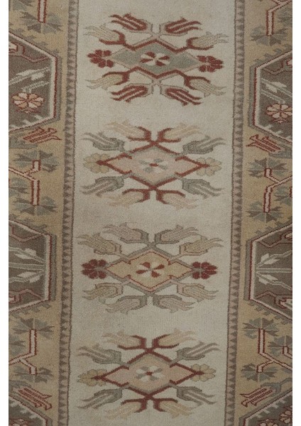 El Dokuma Geometrik Desenli Uzun Yolluk Halı 100 x 281 cm
