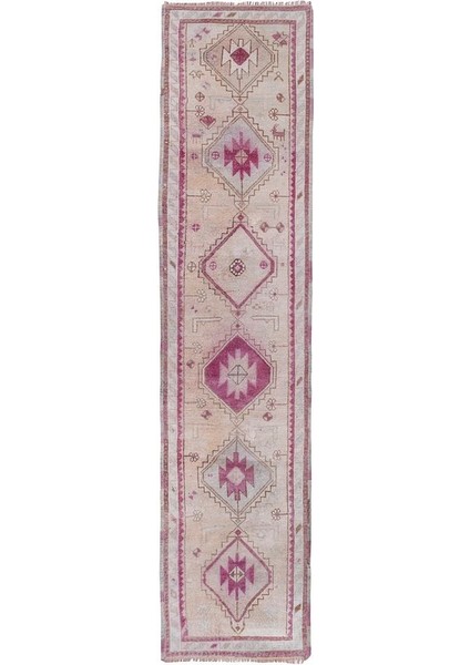 El Dokuma Geometrik Desenli Uzun Yolluk Halı 82 x 350 cm