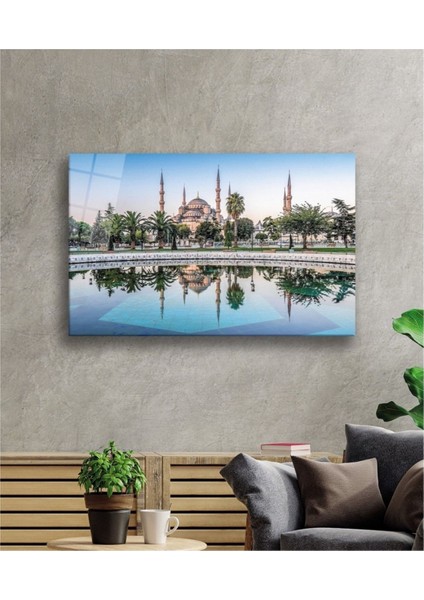 Dekoratif Istanbul Cami Manzara Cam Tablo Uv Baskı Duvar Dekoru 10377 Bungcam