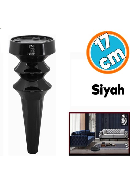 Mobilya Yükseltici Kanepe Koltuk Tv Ünitesi Baza Ayağı Zigon Orta Sehpası Ayak Ayakları Siyah 17 cm