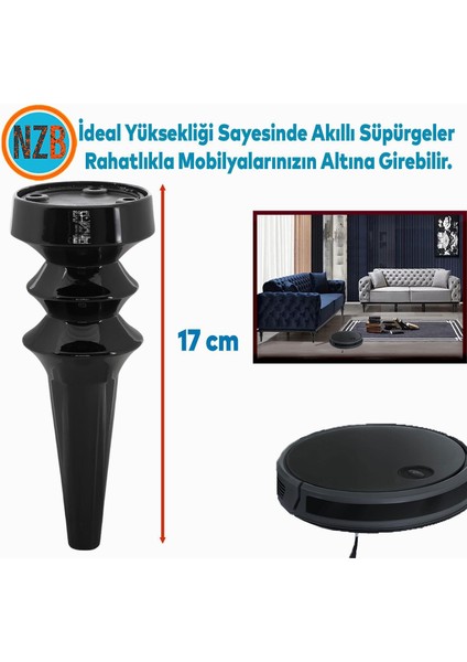 Mobilya Yükseltici Kanepe Koltuk Tv Ünitesi Baza Ayağı Zigon Orta Sehpası Ayak Ayakları Siyah 17 cm fiyatları