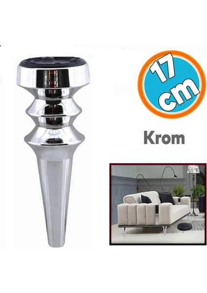 Mobilya Yükseltici Kanepe Koltuk Tv Ünitesi Baza Ayağı Zigon Orta Sehpası Ayak Ayakları Gümüş Krom 17 cm