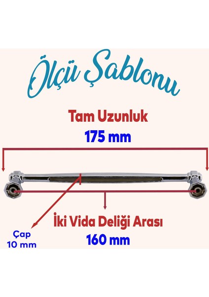 Mobilya Mutfak Dolabı Çekmece Dolap Kapak Kulpu Düz Metal Kulp Kulbu Kulpu 160 mm Krom