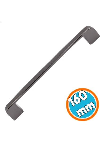 Mobilya Mutfak Dolap Çekmece Dolabı Kapak Metal Kulpu Kulbu Kulpları Füme Oval 160 mm