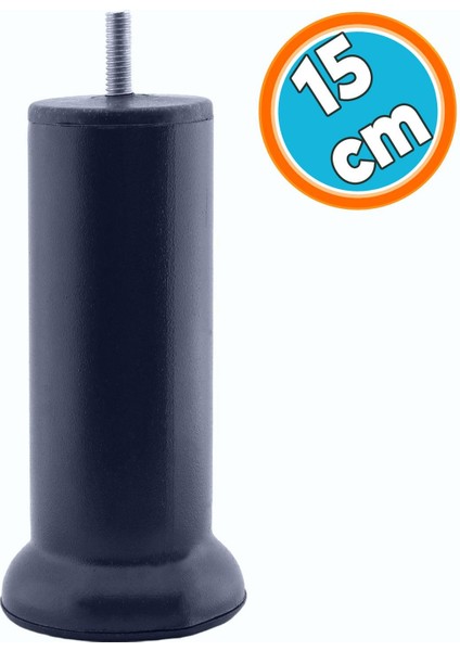 Mobilya Kanepe Yatak Baza Koltuk Destek Ayağı M8 Civata Metal Yükseltici Ince Diş Ayak 15 cm Antrasit Gri