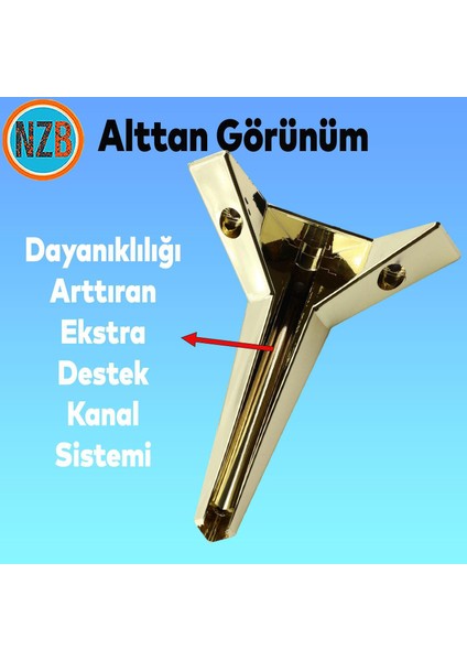 Mobilya Yüksletici Kanepe Sehpa Tv Ünitesi Koltuk Ayağı 15 cm Altın Gold Baza Ayak