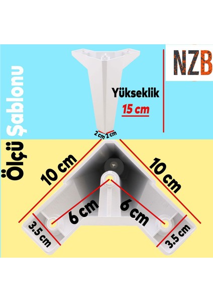 (4 Adet) Mobilya Kanepe Sehpa Tv Ünitesi Koltuk Ayağı 15 cm Beyaz Baza Ayak