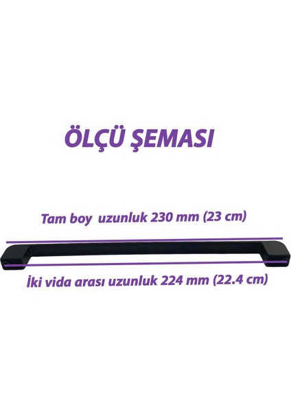 8 Adet Oval Marmara Kulp 224 mm Siyah Mutfak Kulpu Çekmece Dolap Kapak Kulbu Metal Mobilya Dolabı Kulpları