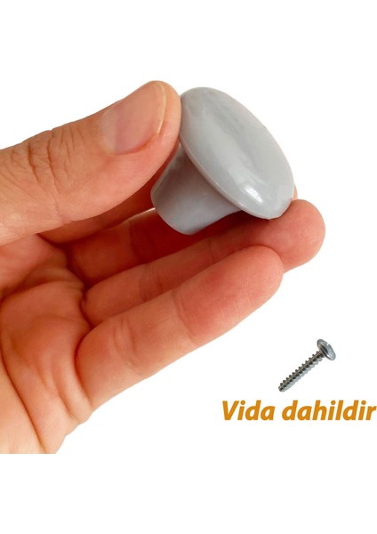 Sert Plastik Mantar Düğme Kulp Gri Dolap Mobilya Mutfak Dolabı Çekmece Kapak Kulpu Kulbu