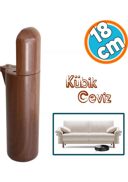 Mobilya Yükseltici Kanepe Tv Ünitesi Koltuk Ayağı Baza Ayakları Ahşap Desenli Kahverengi Ceviz 18 cm