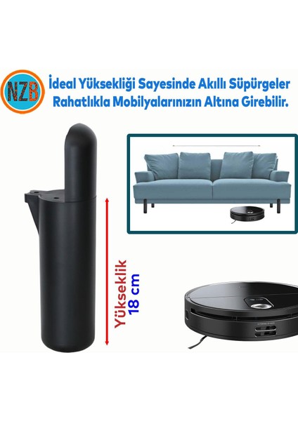 Mobilya Kapsül Yükseltici Sehpa Kanepe Tv Ünitesi Koltuk Ayağı Baza Ayakları Mat Siyah 18 cm fırsatları