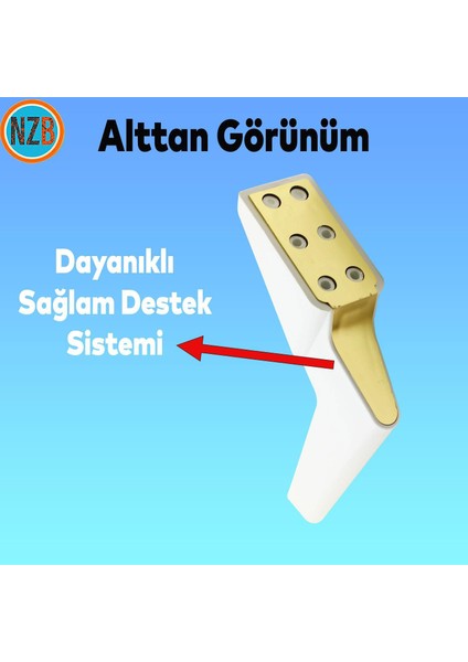 Mobilya Kanepe Sehpa Tv Ünitesi Koltuk Ayağı 19 cm Beyaz Gold Baza Ayak