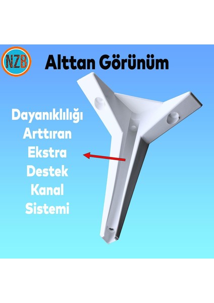 Mobilya Yükseltici Kanepe Sehpa Tv Ünitesi Koltuk Ayağı 18 cm Beyaz Baza Ayak