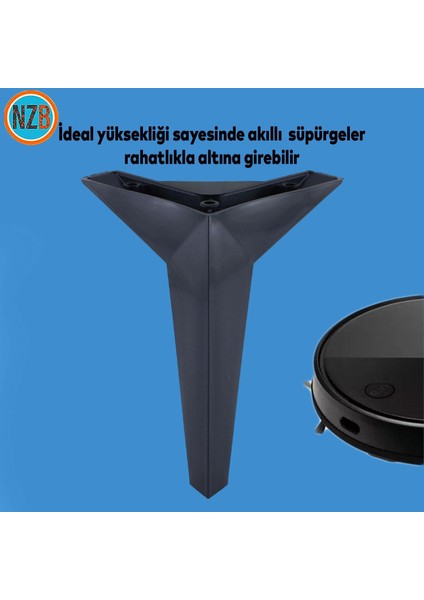 Mobilya Yükseltici Kanepe Sehpa Tv Ünitesi Koltuk Ayağı 18 cm Siyah Baza Ayak