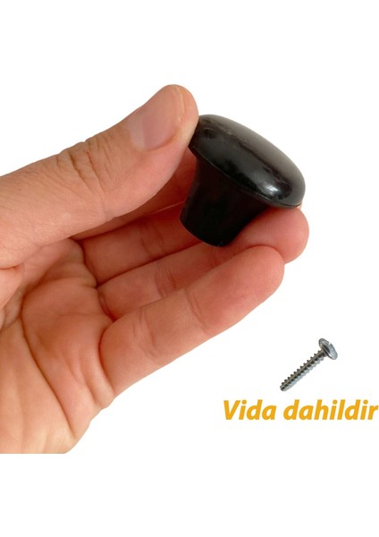 Sert Plastik Mantar Düğme Kulp Siyah Dolap Mobilya Mutfak Dolabı Çekmece Kapak Kulpu Kulbu