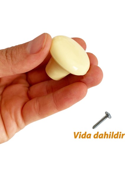 8 Adet Sert Plastik Mantar Düğme Kulp Krem Dolap Mobilya Mutfak Dolabı Çekmece Kapak Kulpu Kulbu