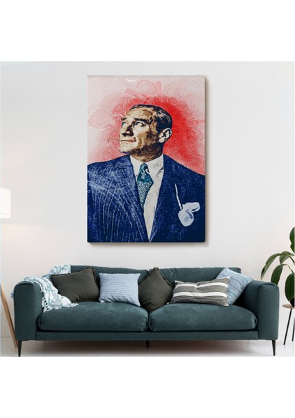 Dekoratif Kanvas Tablo Duvar Dekoru Mustafa Kemal Atatürk Portre Yağlıboya Görünüm DD81 Bungknv