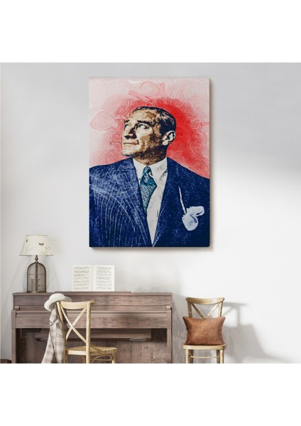 Dekoratif Kanvas Tablo Duvar Dekoru Mustafa Kemal Atatürk Portre Yağlıboya Görünüm DD81 Bungknv