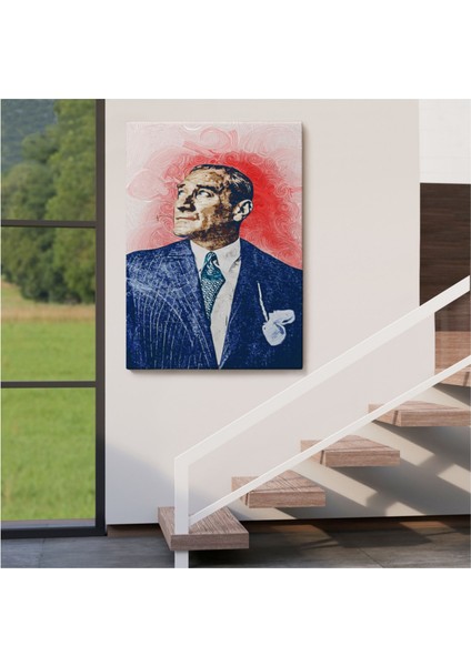 Dekoratif Kanvas Tablo Duvar Dekoru Mustafa Kemal Atatürk Portre Yağlıboya Görünüm DD81 Bungknv