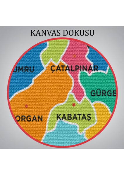 Dekoratif Kanvas Tablo Duvar Dekoru Il ve Ilçeler Haritası Ordu Modern 1433 Bungknv