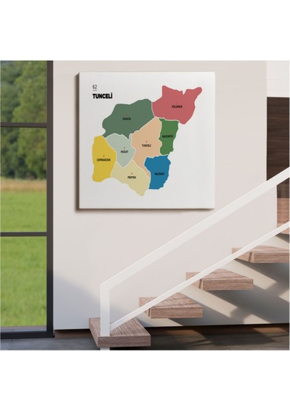 Dekoratif Kanvas Tablo Duvar Dekoru Il ve Ilçeler Haritası Tunceli Modern 1473 Bungknv