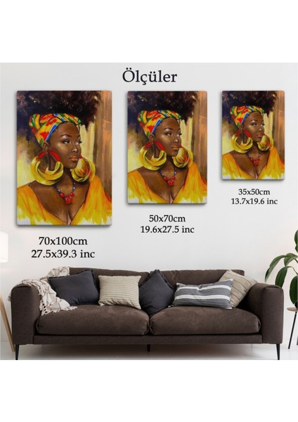 Dekoratif Kanvas Tablo Duvar Dekoru Afro Amerikan Güzel Kadın 6371 Bungknv