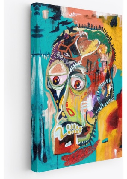 Dekoratif Kanvas Tablo, Duvar Dekoru, İsimsiz Kafatası 1981 Sergisi, Jean Michel Basquiat 4977 BUNGKNV