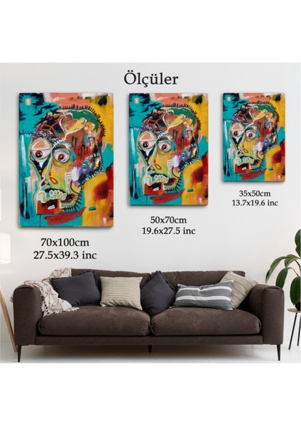 Dekoratif Kanvas Tablo, Duvar Dekoru, İsimsiz Kafatası 1981 Sergisi, Jean Michel Basquiat 4977 BUNGKNV